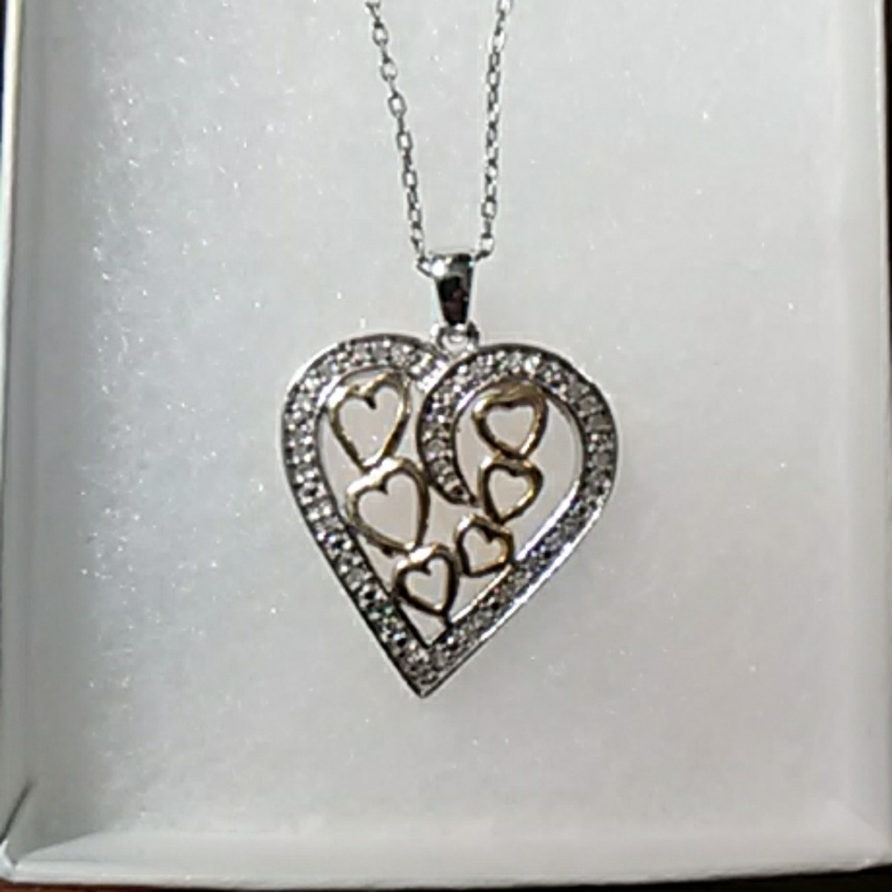 Beautiful Silver 925 Diamond heart necklace